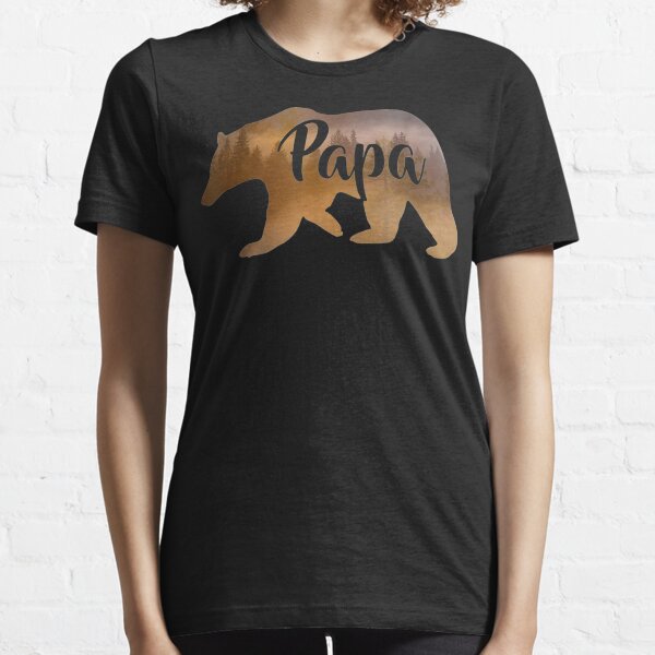 Men's Papa Bear T Shirt Grandpa Shirts Dad Tshirt Hipster Double Expos