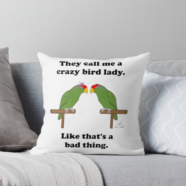 Item preview, Crazy Bird lady with Red-crowned Amazons. designed and sold by Laughing Parrot Studio.