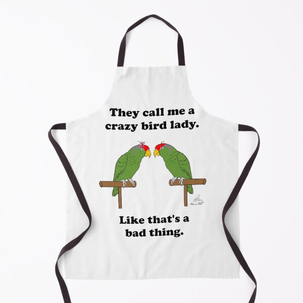 Item preview, Crazy Bird lady with Red-crowned Amazons. designed and sold by Laughing Parrot Studio.