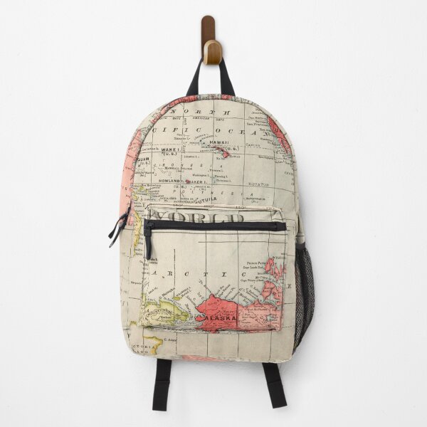 Item preview, Vintage Historical Detailed Red Yellow Color USA Centric World Map Boho designed and sold by easteuromaps.