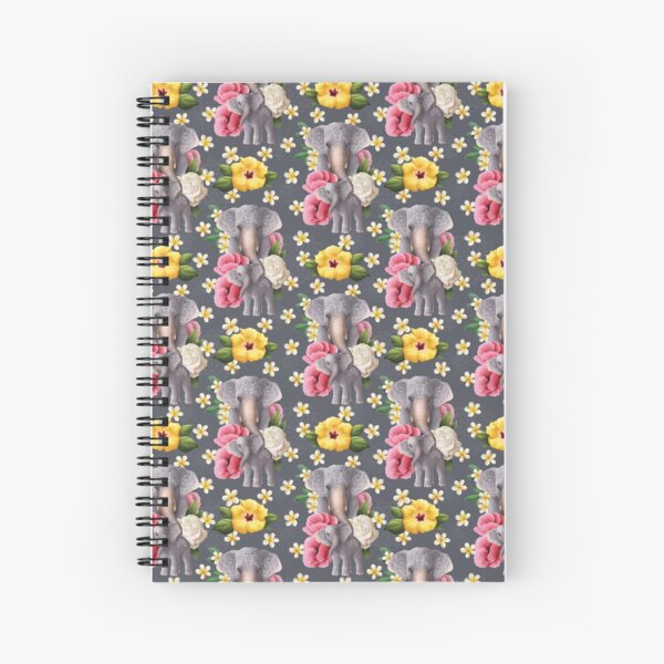 Mama elephant with baby - Gray Spiral Notebook