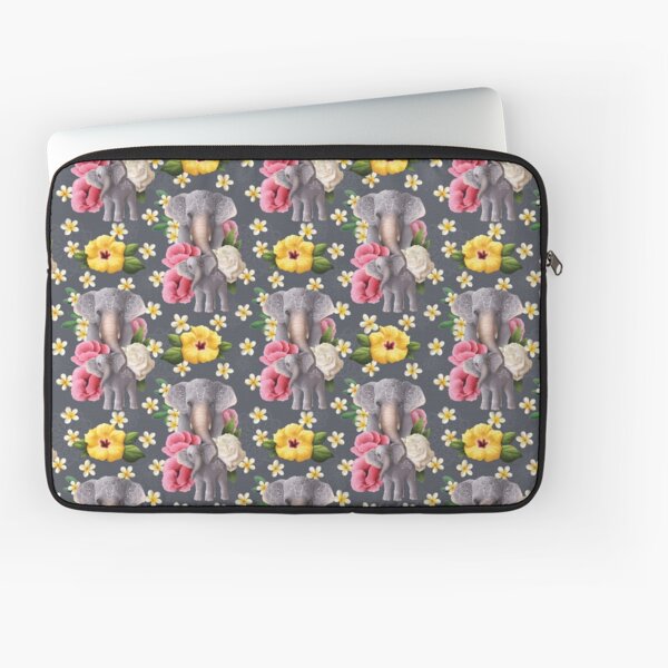 Mama elephant with baby - Gray Laptop Sleeve