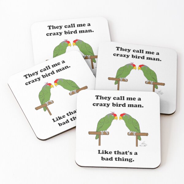 Item preview, Crazy Bird man with Red-crowned Amazons. designed and sold by Laughing Parrot Studio.