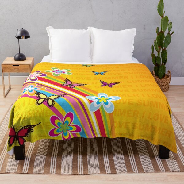 Item preview, I love summer abstract colorful Beautiful butterflies, Flying flowers, rainbow designed and sold by mashmosh.