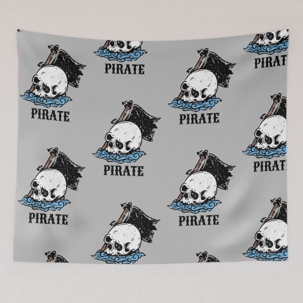 Item preview, Vintage Pirate Skull Sea and Flag designed and sold by TamGustam.
