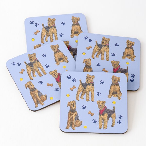 Item preview, Airedale Terrier Quartet - Blue designed and sold by KatydidKay.