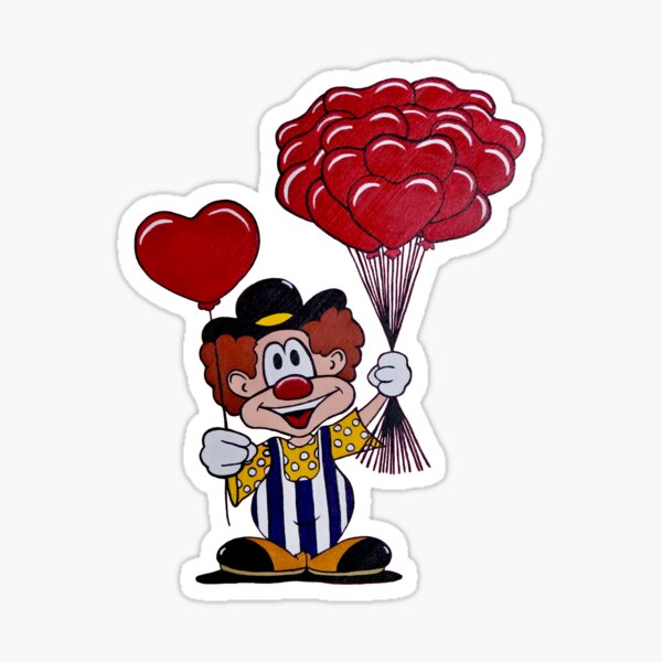 Item preview, Clown with heart balloons designed and sold by TwentyTwoArts.