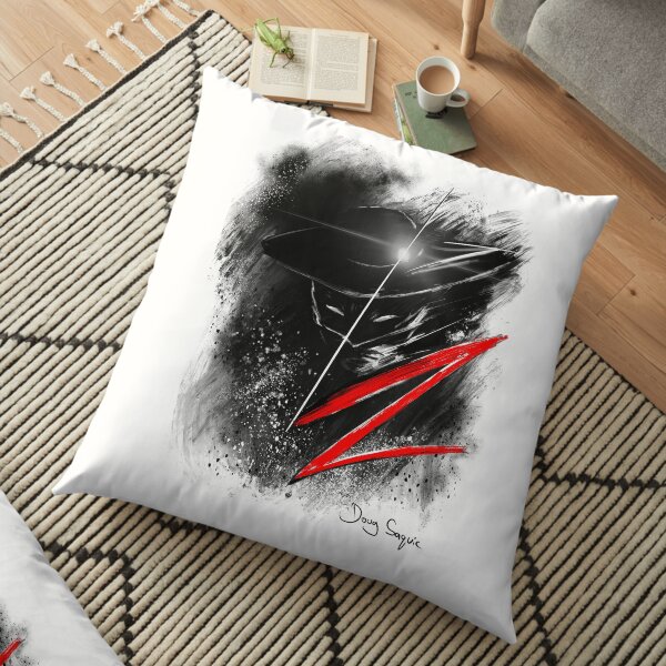 Zorro Black White and Red Floor Pillow