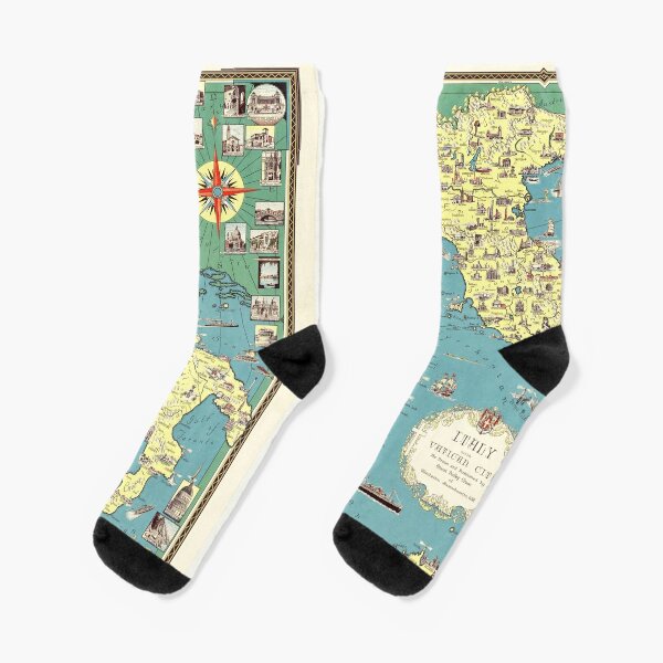 Vintage Map of London UK Cityscape Socks Mens Womens Casual Socks Custom Creative Crew Socks