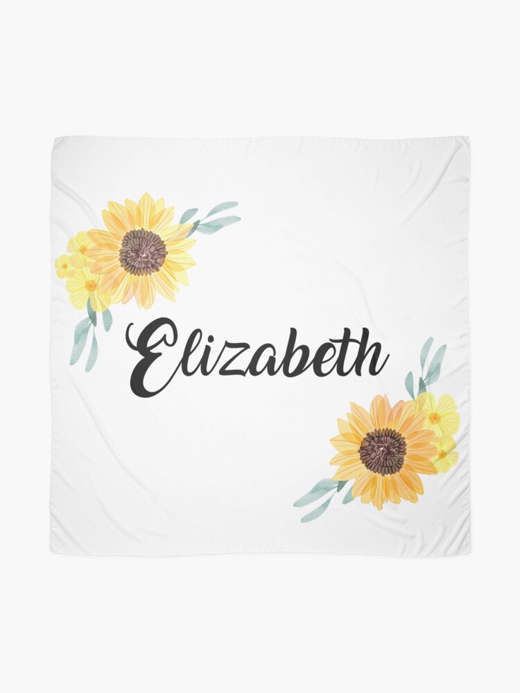 Pañuelo «Elizabeth - Nombre con girasol» de Paraguasnaranja | Redbubble