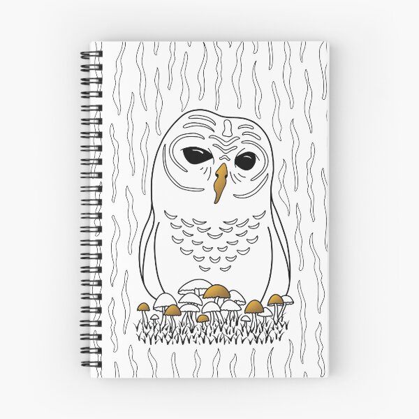 Item preview, Adorable cute owl in black and white with gold details, wild woodland bird designed and sold by Twist Design.