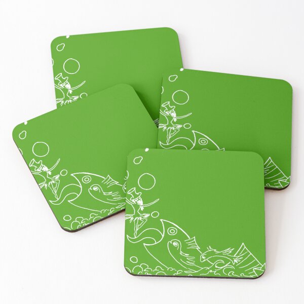 Item preview, A school of crazy fish. And a bearded ballerina. (white-and-green  ) designed and sold by Canvasvendetta.