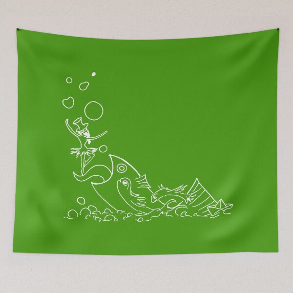 Item preview, A school of crazy fish. And a bearded ballerina. (white-and-green  ) designed and sold by Canvasvendetta.