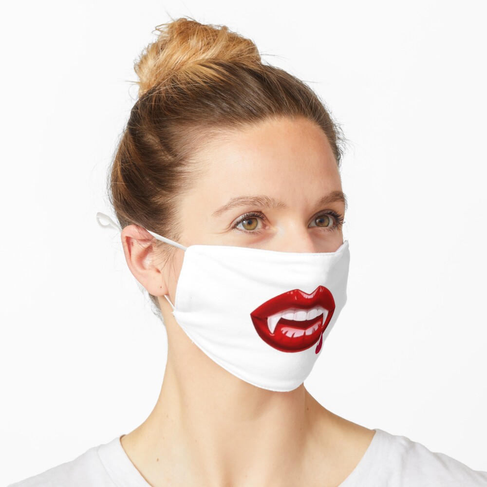 funny face vampire face mask, a smile with fangs for halloween