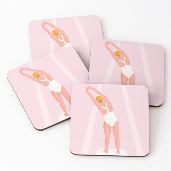 Item preview, Stretching Swimmer Pink Background designed and sold by VeronArtLab.