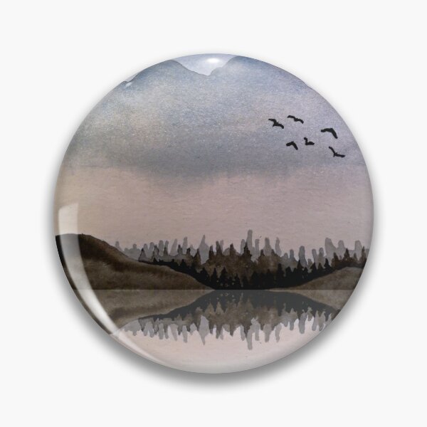 Item preview, mountain reflection watercolor painting designed and sold by artjojo.