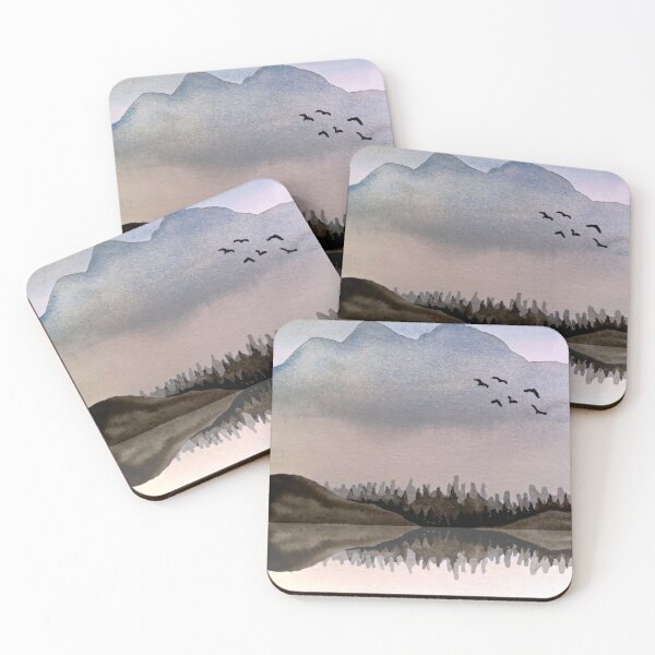 Item preview, mountain reflection watercolor painting designed and sold by artjojo.