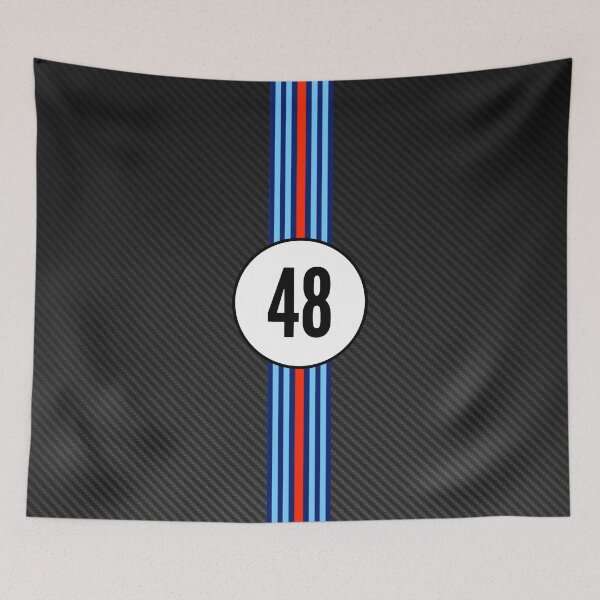 Item preview, Martini Racing Number 48 Carbon Poster – Retro Racing Livery Art designed and sold by Road To Track.