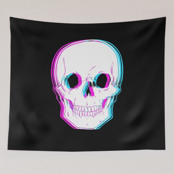 Item preview, retro 3D effect skeleton skull designed and sold by Miftees.