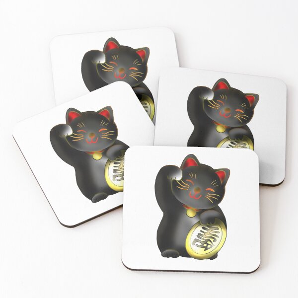 Item preview, Black maneki lucky cat with coin designed and sold by CuisineCat.