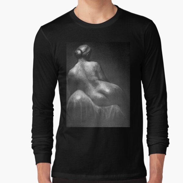 Female Back drawing by Adelaide Artist Avril Thomas Long Sleeve T-Shirt