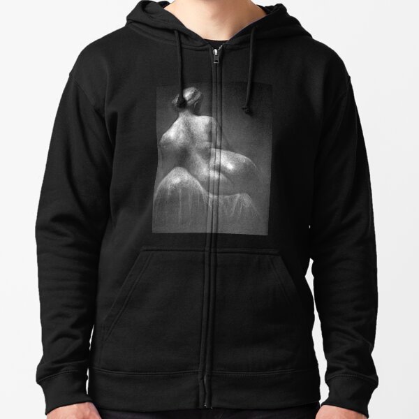 Female Back drawing by Adelaide Artist Avril Thomas Zipped Hoodie