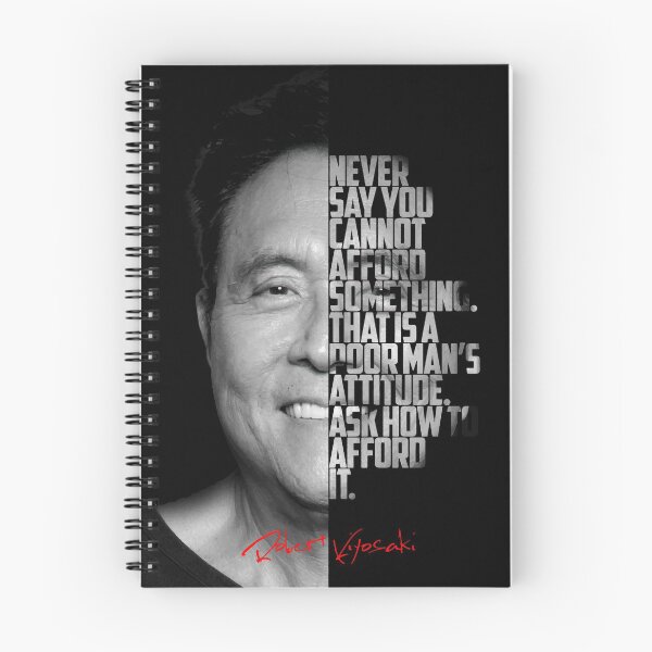 Item preview, Black and white Robert Kiyosaki Rich Dad Poor Dad quote. designed and sold by Enea Kelo.