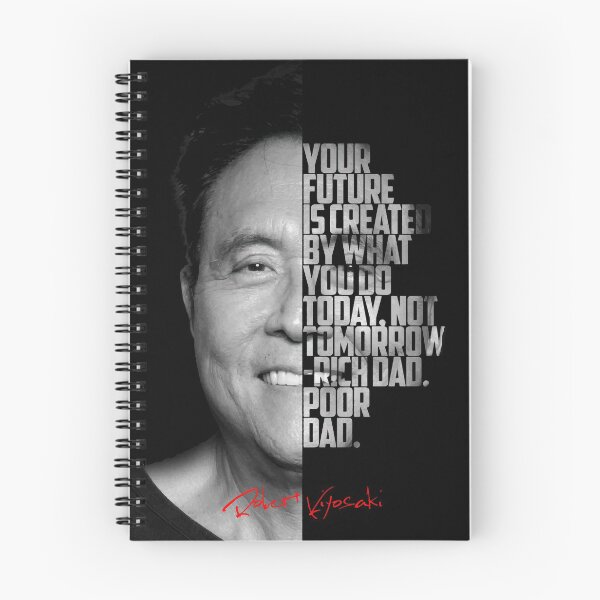 Item preview, Black and white Robert Kiyosaki Rich Dad Poor Dad quote. designed and sold by Enea Kelo.