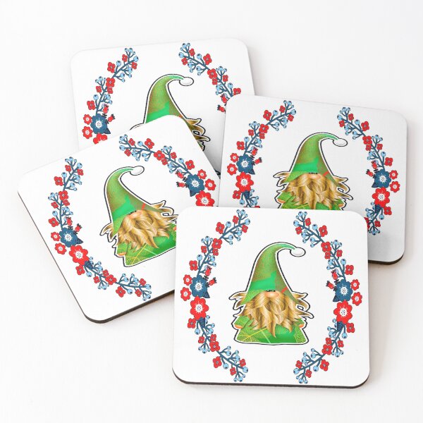 Item preview, Beautiful and Cute Green Elf with Beard and Flowers designed and sold by Shekevara.