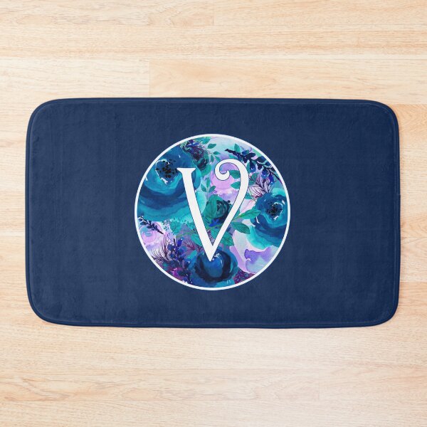 Item preview, The Letter 'V' Blue Flower Watercolor Monogram designed and sold by Bumblefuzzies.