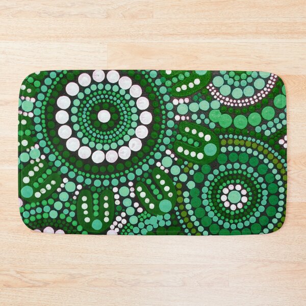 Item preview, Australian Aboriginal Art Green Pattern Family Gathering  designed and sold by GhostGumDesigns.