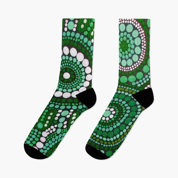 Item preview, Australian Aboriginal Art Green Pattern Family Gathering  designed and sold by GhostGumDesigns.