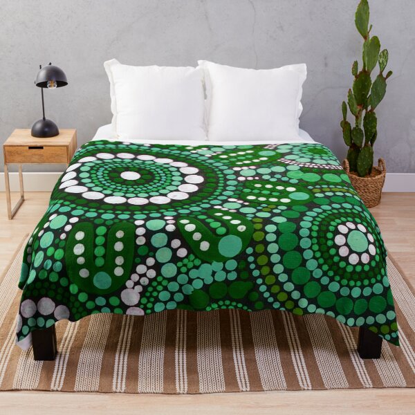 Item preview, Australian Aboriginal Art Green Pattern Family Gathering  designed and sold by GhostGumDesigns.
