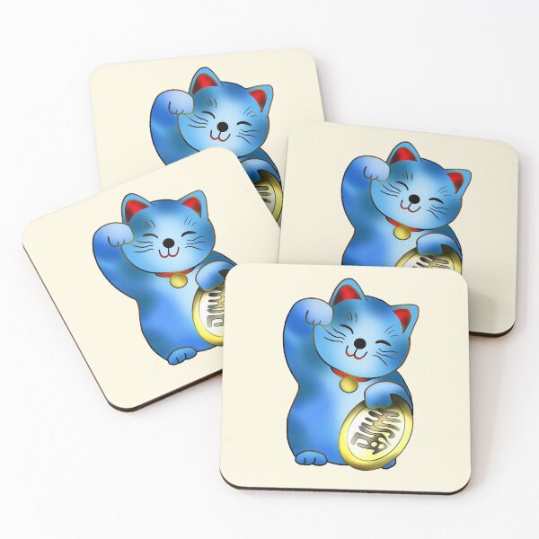 Item preview, Blue maneki good luck cat with coin designed and sold by CuisineCat.