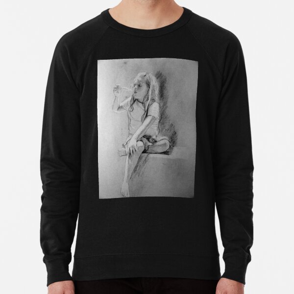 The Feather - Drawing by Avril Thomas - Adelaide Artist Lightweight Sweatshirt