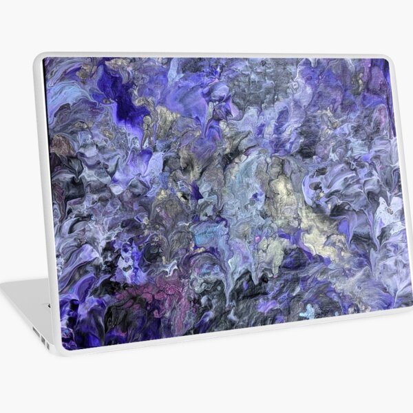 Silver Purple Abstract Waves Acrylic Art Laptop Skin