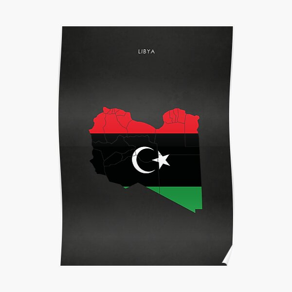 Libya Flag Map With Regions Poster For Sale By Travel2nz Redbubble