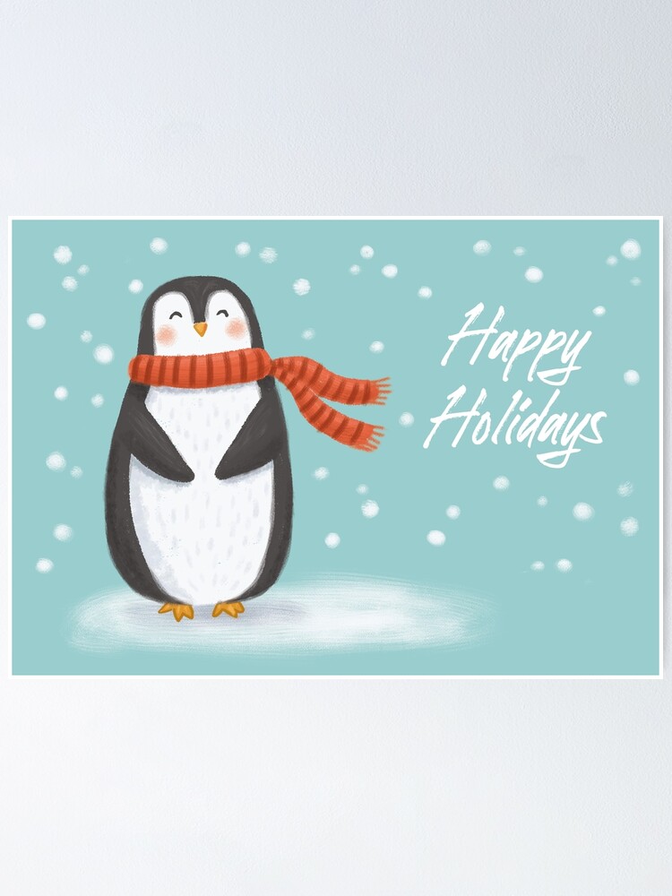 "Cute Penguin Christmas Card" Poster for Sale by Eenuh Redbubble