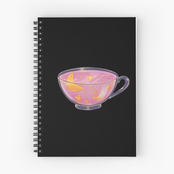 Item preview, Soft pink night tea cup sticker on black background  designed and sold by Itsacuteart.