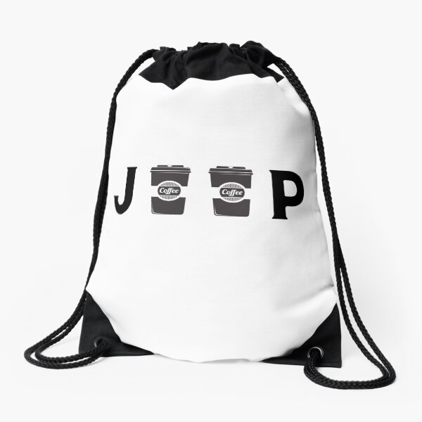 Jeep and Coffee Drawstring Bag