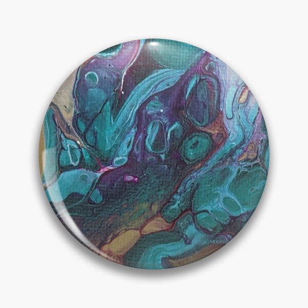 Item preview, Metallic Turquoise, Magenta, Gold Abstract Acrylic Pour Art designed and sold by snowpinecone.