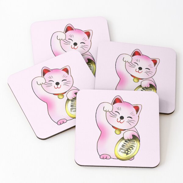 Item preview, Pink maneki good luck cat with coin designed and sold by CuisineCat.