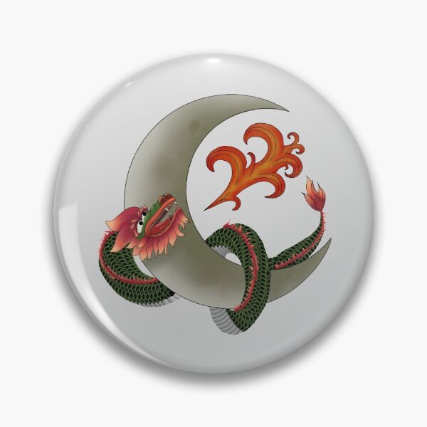 Item preview, moon dragon throwing flames designed and sold by MossAbbys.