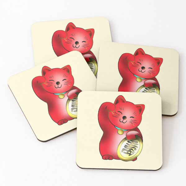 Item preview, Red maneki lucky cat with coin designed and sold by CuisineCat.