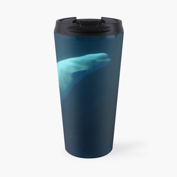 Beluga Whale Swimming Solo Travel Mug