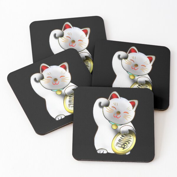 Item preview, White maneki good luck cat with coin designed and sold by CuisineCat.