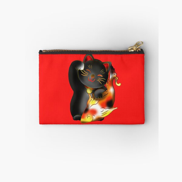 Item preview, Right paw black maneki neko lucky cat with fish designed and sold by CuisineCat.