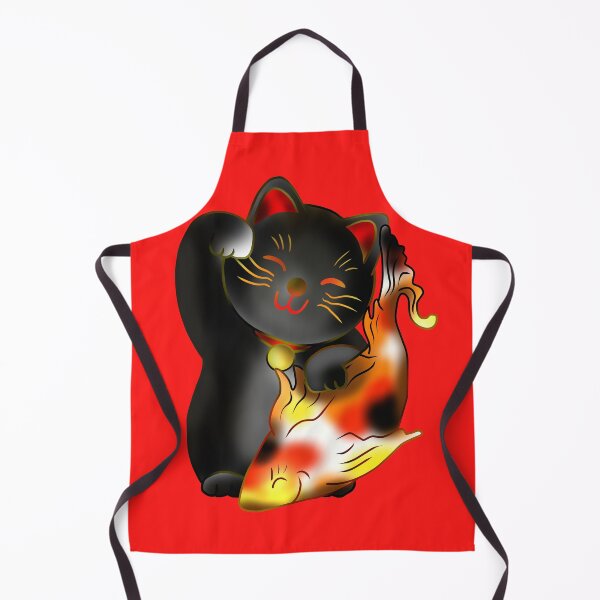 Item preview, Right paw black maneki neko lucky cat with fish designed and sold by CuisineCat.