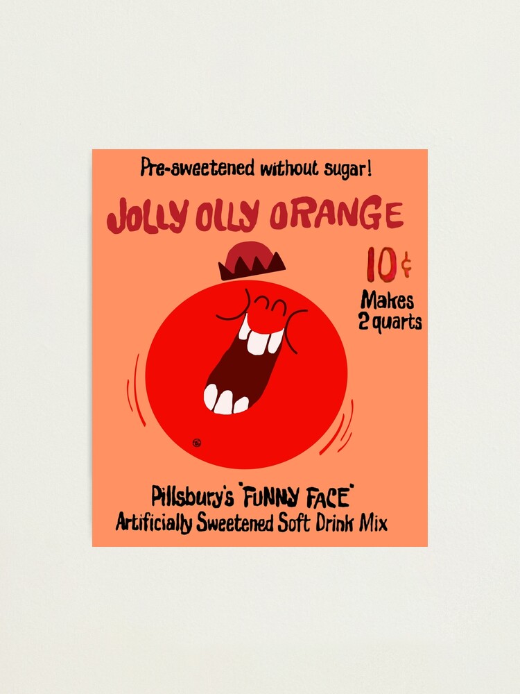 Jolly Olly Orange Funny Face Photographic Print By Offsetvinylfilm Redbubble