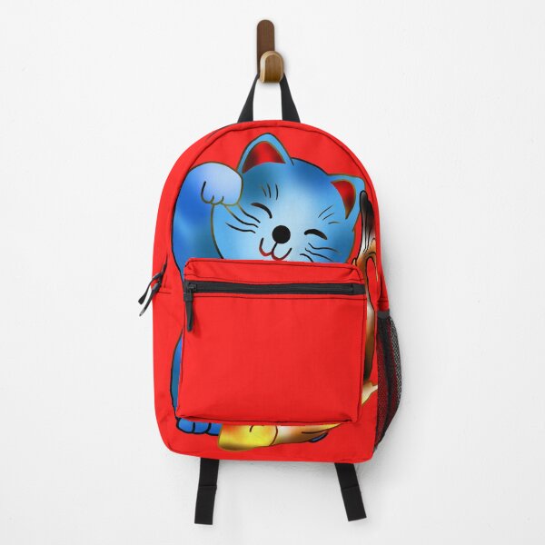 Item preview, Right paw blue good luck maneki neko with fish designed and sold by CuisineCat.